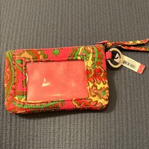 Vera Bradley Pink and Green Floral Wristlet